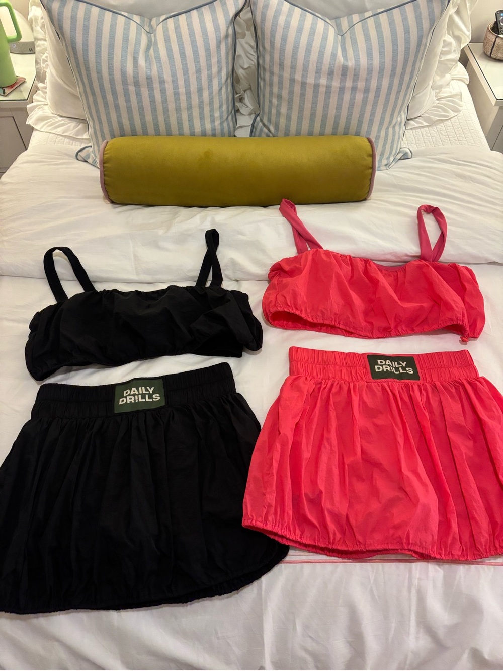 Daily Drills Two-Piece Bubble Sets in Black & Hot Pink